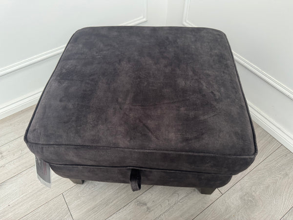 Furniture Village ARIANA Plush Velvet Dark Grey Storage Footstool