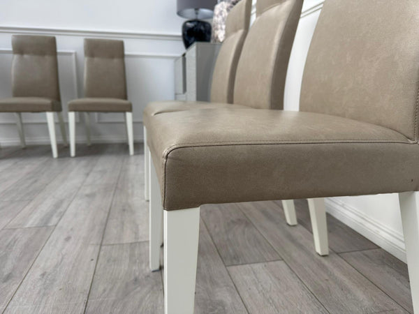 ALF Fascina Set of 6 Faux Leather Dining Chairs Taupe/ Cream RRP £3,447