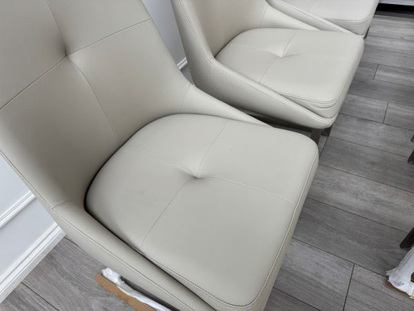 Avorio Grey Faux Leather Cantilever Dining Chairs
