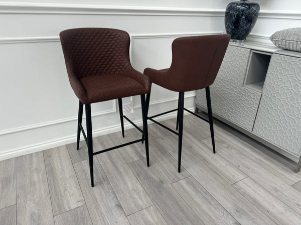 Hanoi Brown Faux Leather Pair Dining Bar Stool