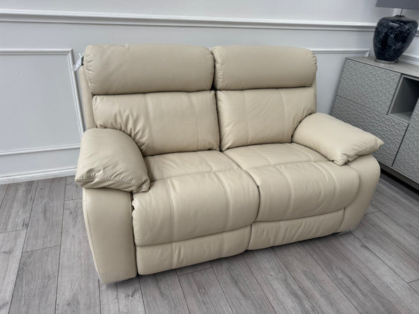 Moreno Cream Leather Recliner 2+2 Seater Sofas Centre Console