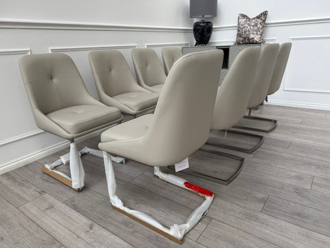 Avorio Grey Faux Leather Cantilever Dining Chairs
