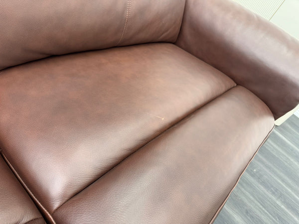 La Z Boy Kenzie 3 Seater Brown Leather Power Recliner Headrest Sofa