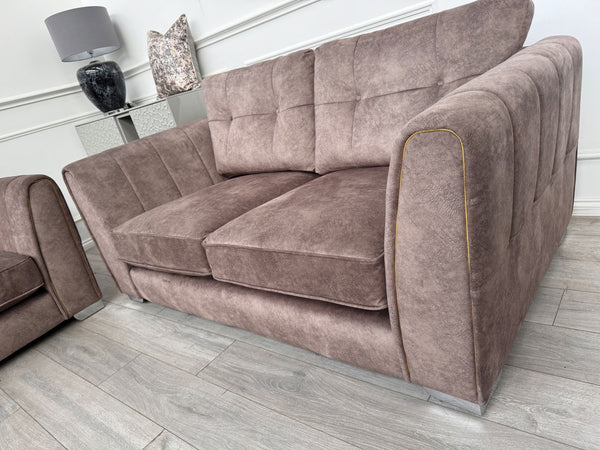 FURNITURE VILLAGE ARIANA 2+2 Seater Sofa Set Classic Back Dapple Chocolate