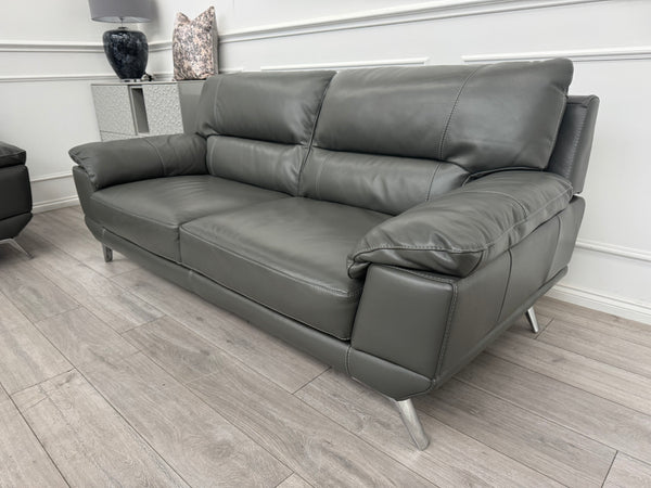 FURNITURE VILLAGE Salvador 3+2 Seater Sofas Set in Genuine Grey Leather