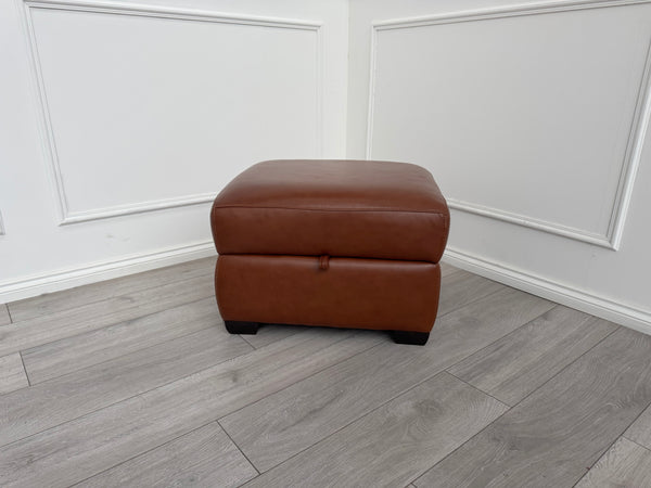 Furniture Village COZEE Brandy Leather Storage Footstool