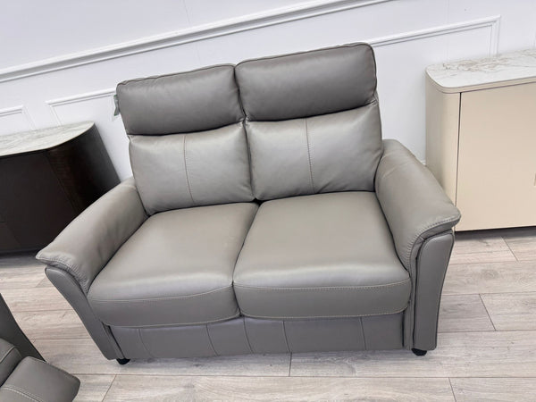 Piccolo Grey Leather 3 & 2 Seater Power Recliner Sofa Set