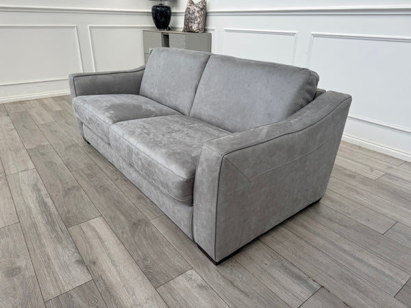 Optimus 3 Seater Sofabed Sofa Silver Grey Microfibre
