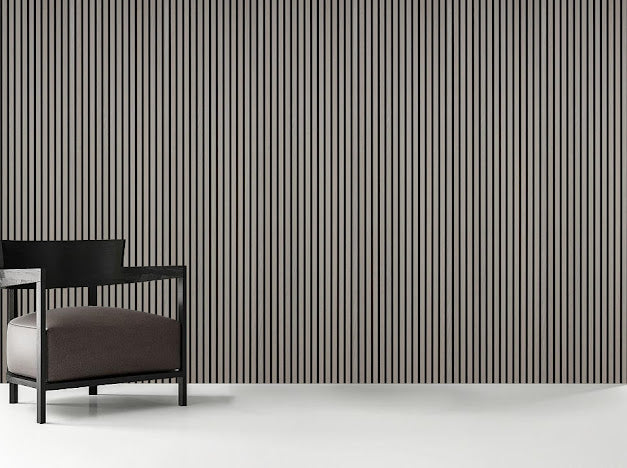 NEW Acoustic Slat Wood 3 Sided Wall Panel - GREY / 2.4m x 0.6m (1.44m2)