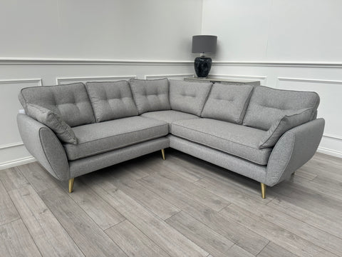 French Connection 'Zinc' Large Corner Group Sofa in Light Grey Fabric RRP £1849