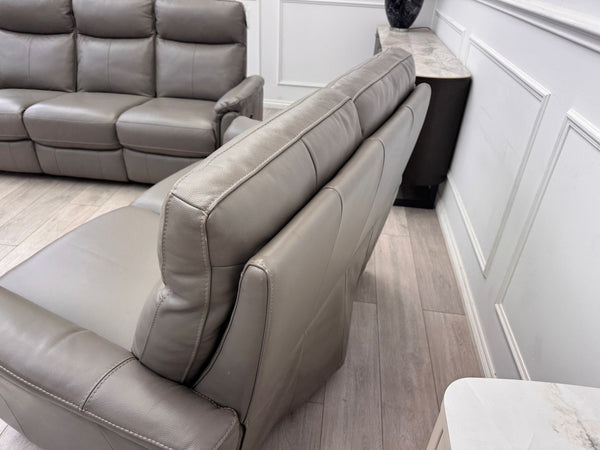 Piccolo Grey Leather 3 & 2 Seater Power Recliner Sofa Set