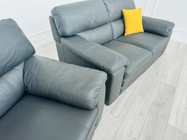Cozee Dark Grey Leather 2.5+2 Seater Sofa Set