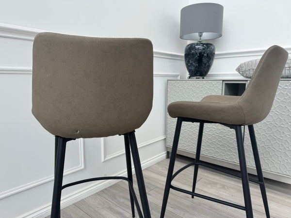 Ion Beige Stone Suede/Microfibre Pair of Dining Bar Stools