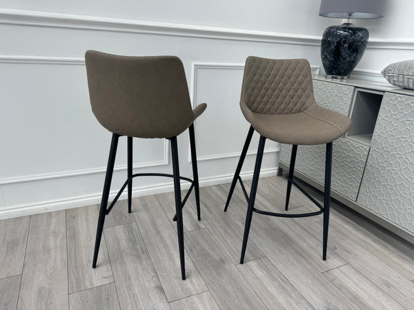 Ion Beige Stone Suede/Microfibre Pair of Dining Bar Stools