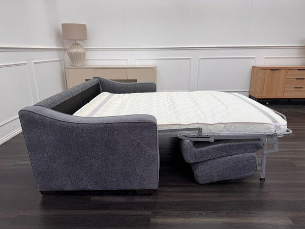 Optimus 3 Seater Grey Fabric Sofa Pull Out Bed Including Mattress