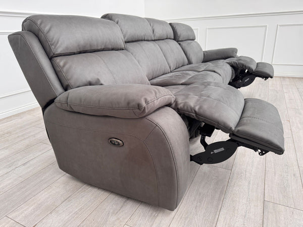 Moreno 4 Seater Power Recliner Sofa In Charcoal Material