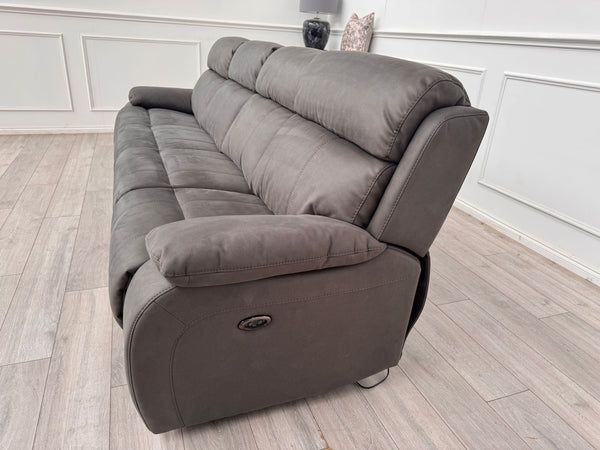 Moreno 4 Seater Power Recliner Sofa In Charcoal Material
