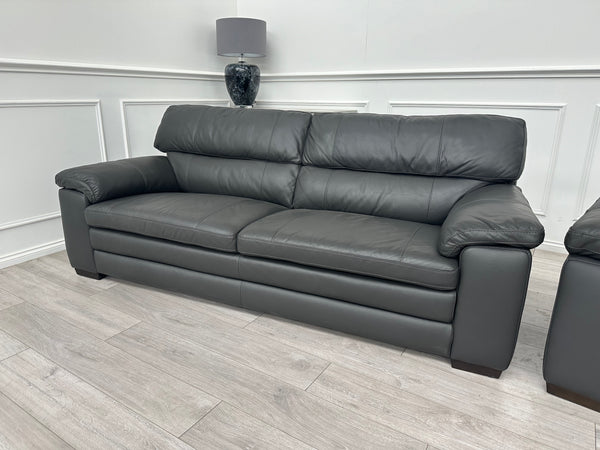 Cozee Dark Grey Leather 3+2 Seater Sofa Set