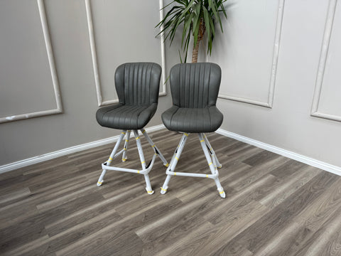 Terra Compact Bodahl Grey Faux Leather Contemporary Stylish Aesthetic Swivel Bar Stool