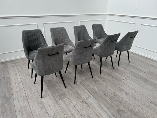 Furniture Village Crete Swivel Dining Chairs Dark Grey Fabric