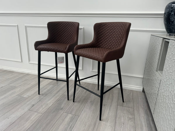 Hanoi Brown Faux Leather Pair Dining Bar Stool