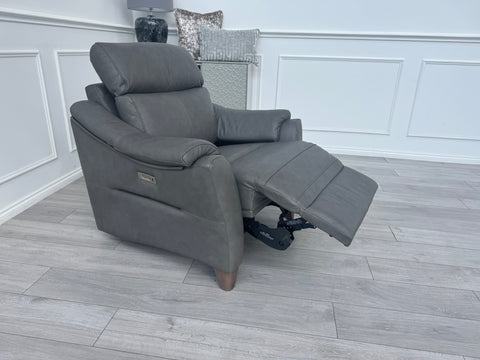 Hurst Texas Charcoal Leather Power Recliner Armchair RRP £2839