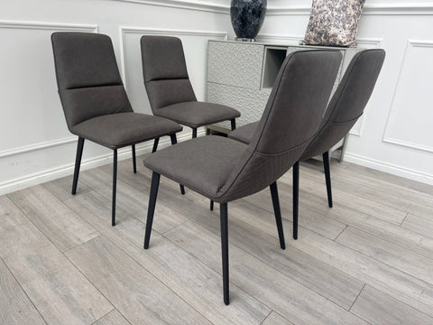 Bodahl Odin Set of 4 Grey Suede Dining Chairs