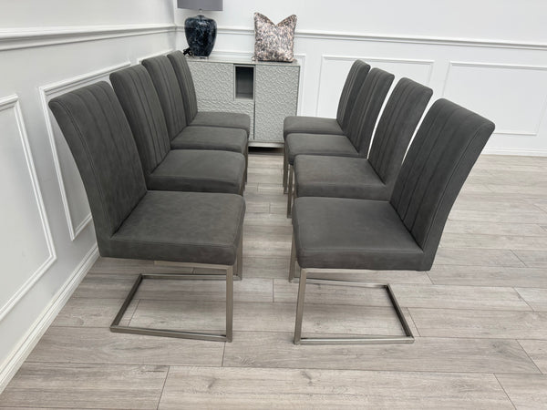 Furniture Village Grigio Grey Suede Dining Chairs