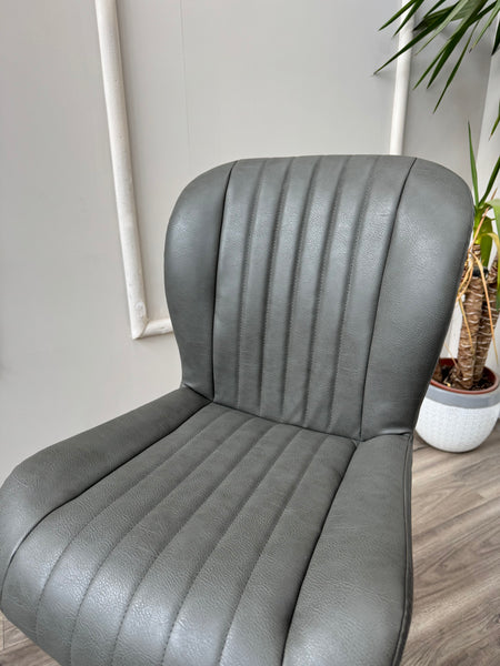 Terra Compact Bodahl Grey Faux Leather Contemporary Stylish Aesthetic Swivel Bar Stool