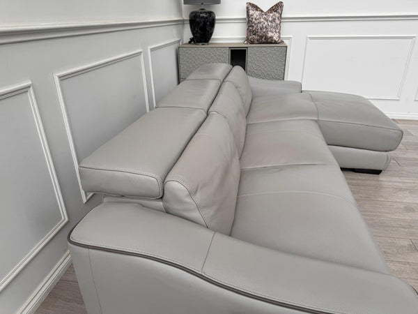 Xavier Leather Double Power Recliner Chaise End Sofa with Power Headrests