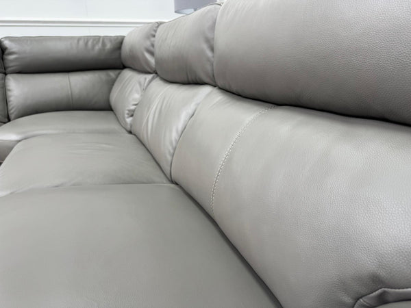 Contempo Grey Leather Static Corner Sofa Set