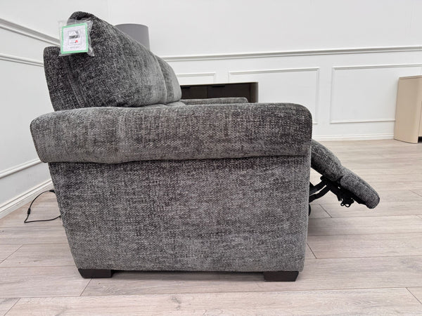 Nixon 3 Seater Grey Cross weave Fabric Power Recliner