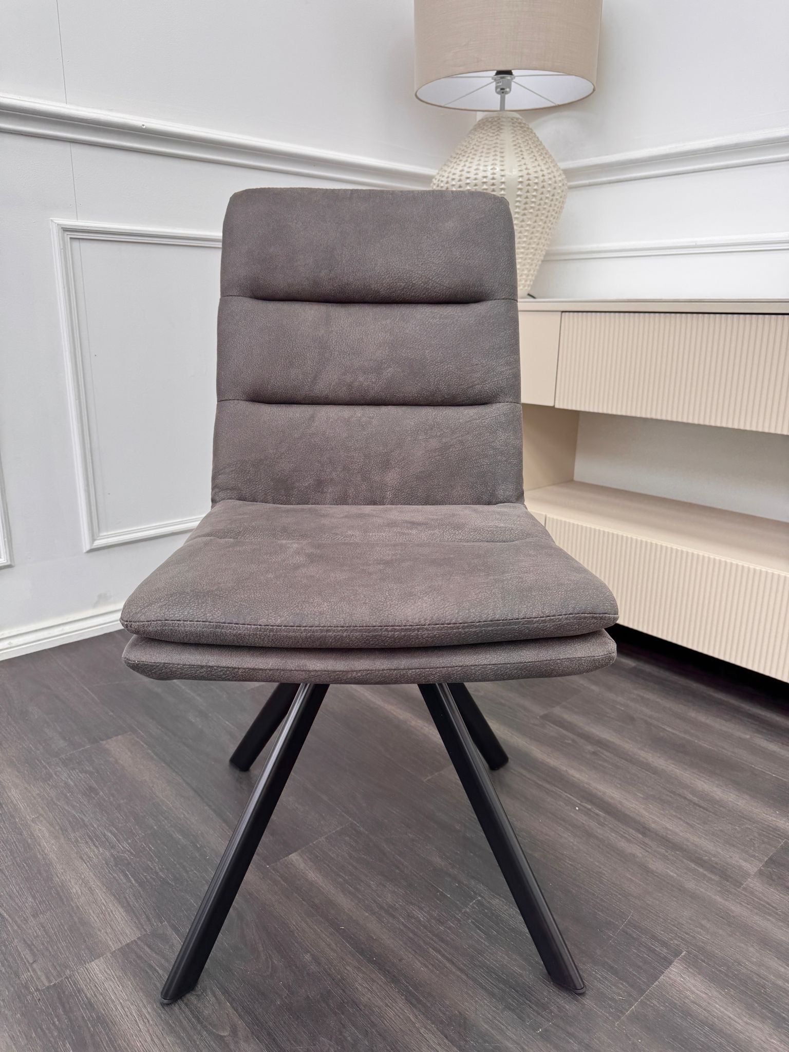 Njord Swivel Dining Chair Anthracite Grey Fabric (Choose Quantity)