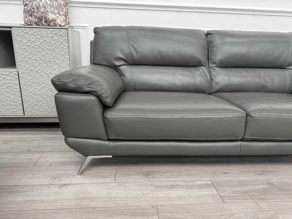 FURNITURE VILLAGE Salvador 3+2 Seater Sofas Set in Genuine Grey Leather