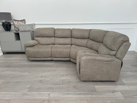 Link Taupe Saddle Fabric Power Recliner Corner Sofa