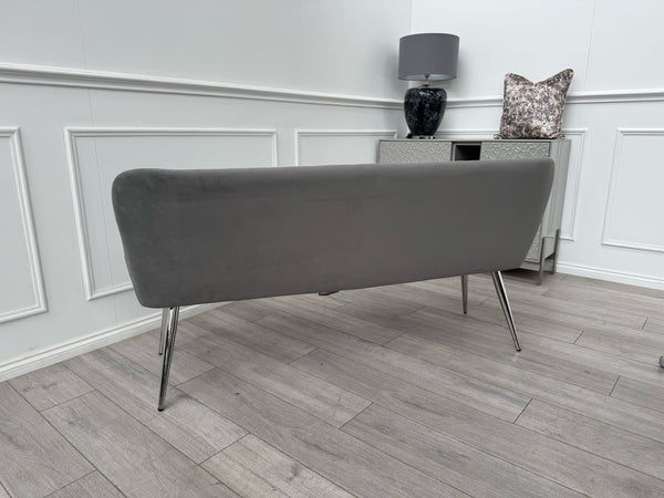 Donnie Grey Velvet Dining Bench