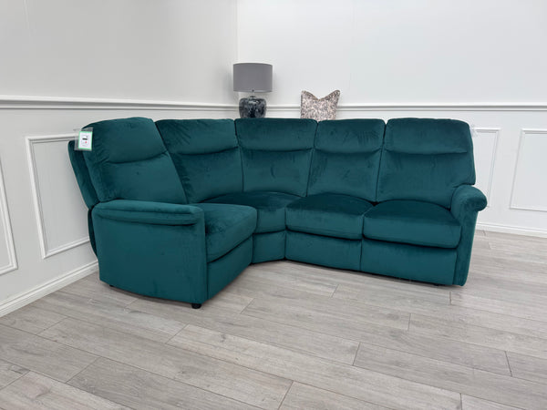 Lillie 1 x Power Reclining Corner Sofa In Lake Green Velvet