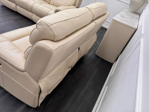 Komodo Relax Station 3 & 2 Seater Cream Leather Power Recliner Headrest Sofa Set