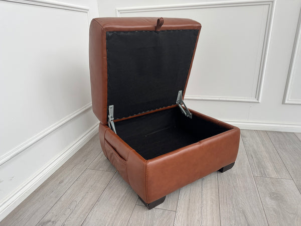 Furniture Village COZEE Brandy Leather Storage Footstool