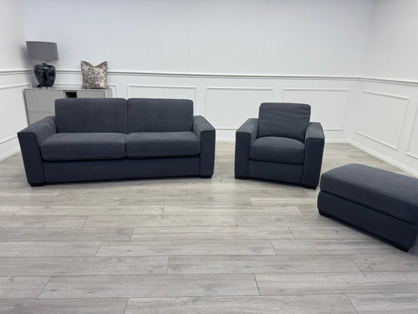 Sonno Electric 3 Seater Sofa Bed + 2x Armchairs Sofa Set Charcoal Grey + footstool