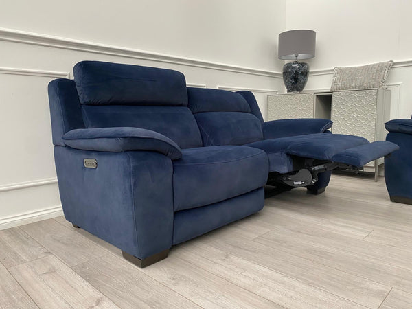 Furniture Village Starlight 3+2 Seater Sofa Set Power Seat + Headrest Navy