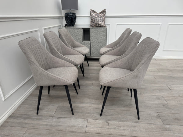 Crete Swivel Dining Chairs Taupe Fabric