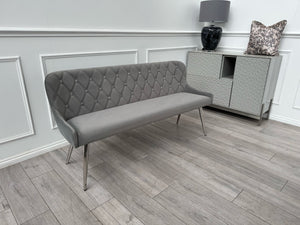 Donnie Grey Velvet Dining Bench