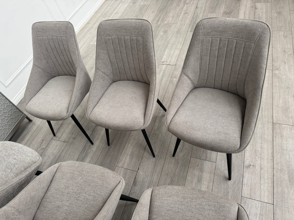 Crete Swivel Dining Chairs Taupe Fabric