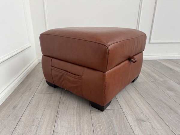 Furniture Village COZEE Brandy Leather Storage Footstool