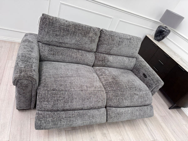 Nixon 3 Seater Grey Cross weave Fabric Power Recliner