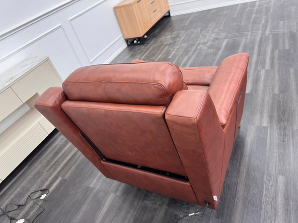 La Z Boy Kenzie Tan Brown Leather Power Recliner Fabric Armchair
