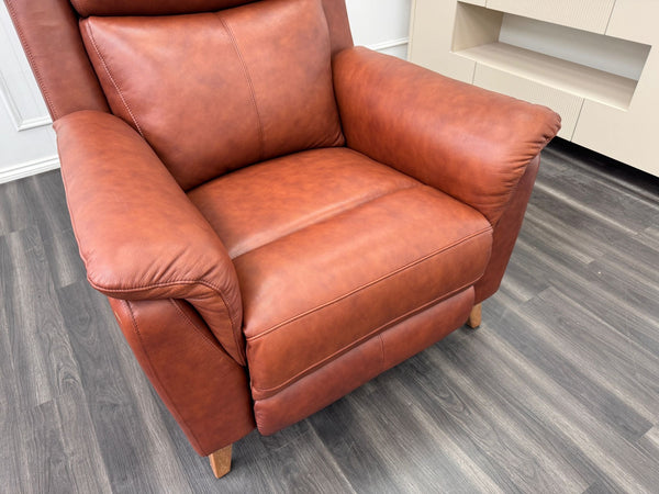 La Z Boy Kenzie Tan Brown Leather Power Recliner Fabric Armchair