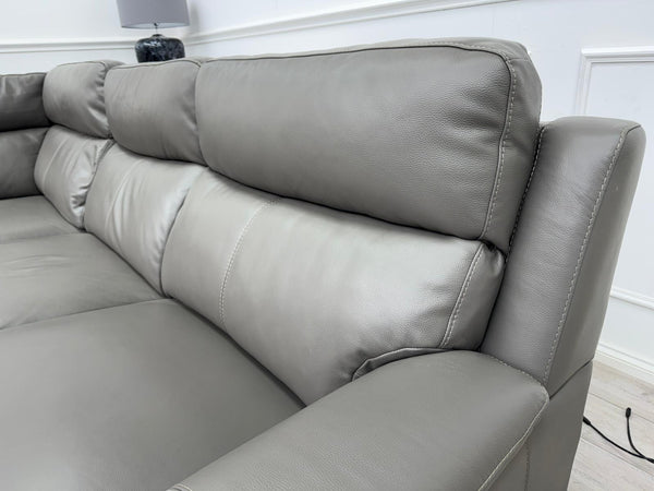 Contempo Grey Leather Static Corner Sofa Set