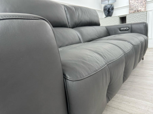 New York Power Recliner 3&2 + Armchair Sofa Set Grey Leather